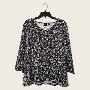 Rafaella Black & White Print Three Quarter Sleeve Top